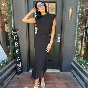 Black Asymmetrical Maxi Pencil Skirt for Night Out